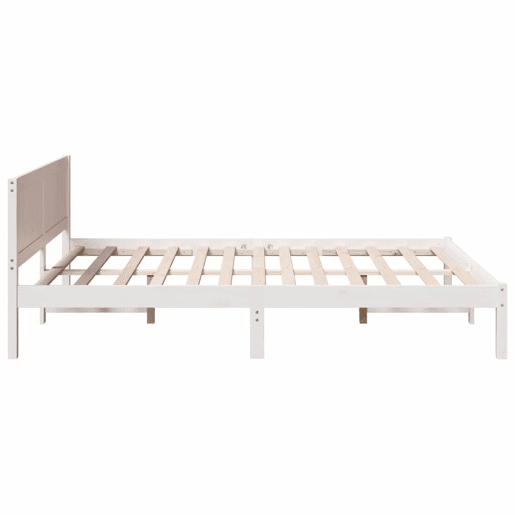 Estrutura De Cama De Casal Simple - Branco 150 x 200 cm Madeira de pinho maciça