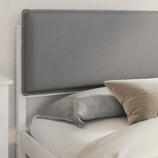 Estrutura de Cama de casal moderno com Cabeceira Estofada Cinzento-claro
