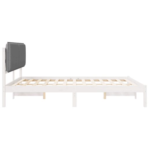 Estrutura de Cama de casal moderno com Cabeceira Estofada Cinzento-claro