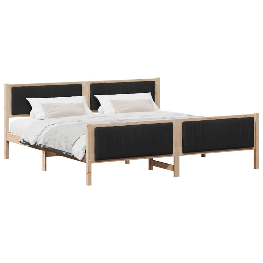 Estructura de cama matrimonial 205x209 Negro/ Madera