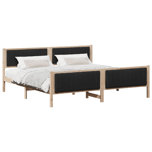 Estrutura da Cama de casal simple com cabeceira Castanho e preto 200 x 200 cm