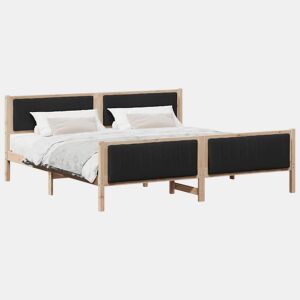 Estrutura da Cama de casal simple com cabeceira Castanho e preto 200 x 200 cm