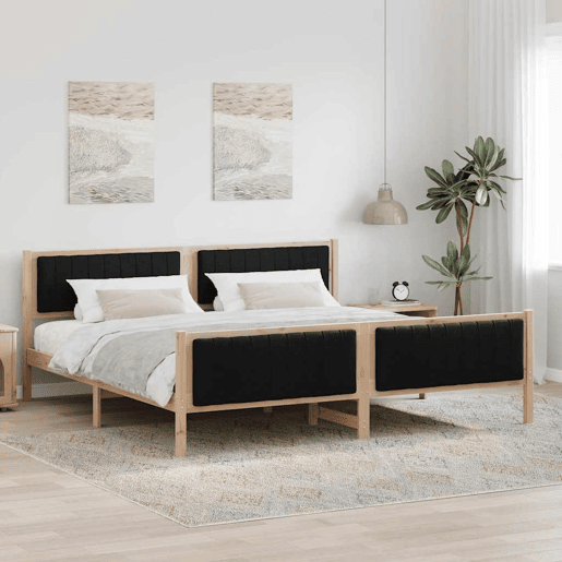 Estrutura da Cama de casal simple com cabeceira Castanho e preto 200 x 200 cm