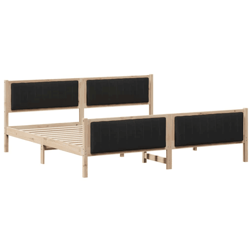 Estrutura da Cama de casal simple com cabeceira Castanho e preto 200 x 200 cm
