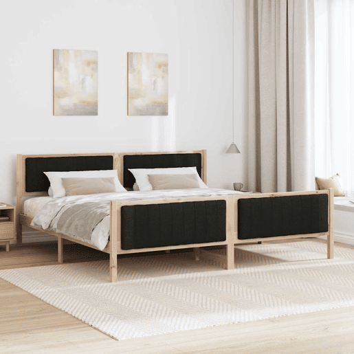 Estrutura da Cama de casal simple com cabeceira Castanho e preto 200 x 200 cm