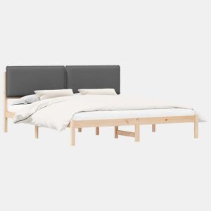 Estrutura de Cama de casal moderno com Cabeceira Estofada Cinza Escuro