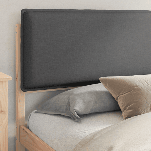 Estrutura de Cama de casal moderno com Cabeceira Estofada Cinza Escuro