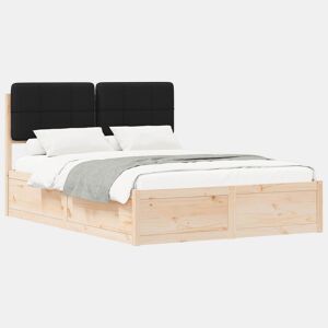 Estrutura de Cama de casal moderno com Cabeceira Estofada Preto 150 x 200 cm