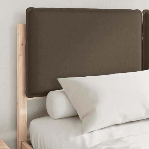 Estrutura de Cama de casal moderno com Cabeceira Estofada Cinzento-acastanhado