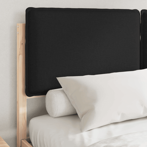 Estrutura de Cama de casal moderno com Cabeceira Estofada Preto 140 x 200 cm