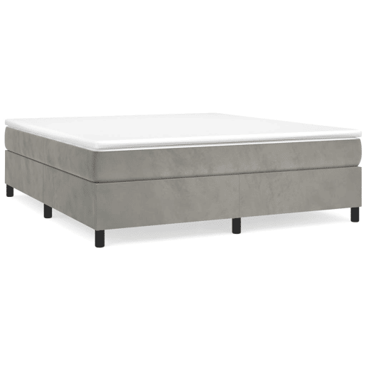 Estrutura de Cama de casal moderno com molas 200x200 cm veludo cinzento-claro