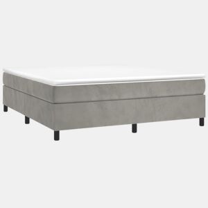 Estrutura de Cama de casal moderno com molas 200x200 cm veludo cinzento-claro