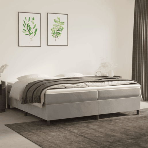 Estrutura de Cama de casal moderno com molas 200x200 cm veludo cinzento-claro