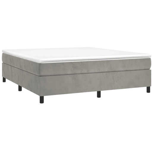 Estrutura de Cama de casal moderno com molas 200x200 cm veludo cinzento-claro