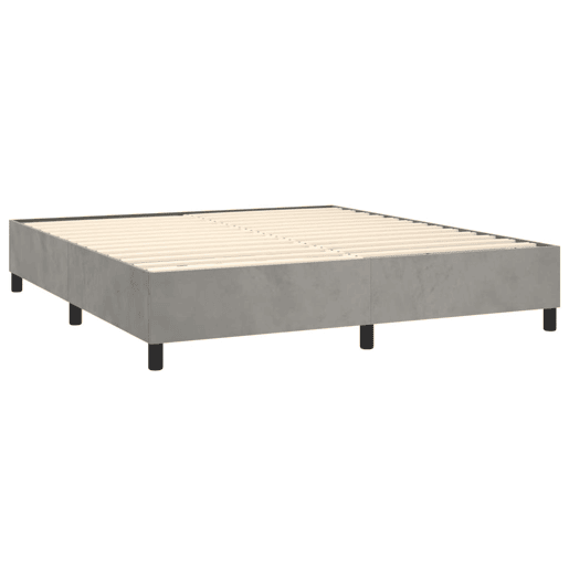 Estrutura de Cama de casal moderno com molas 200x200 cm veludo cinzento-claro