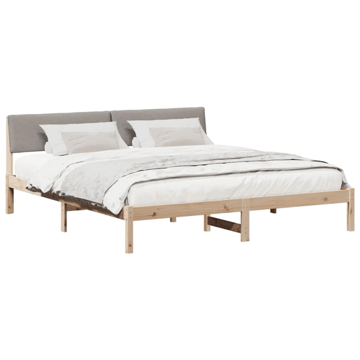 Estrutura de cama de casal com cabeceira - Marrom e taupe 180 x 200 cm