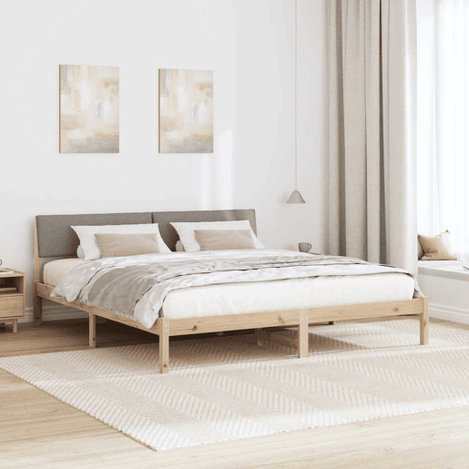 Estrutura de cama de casal com cabeceira - Marrom e taupe 180 x 200 cm