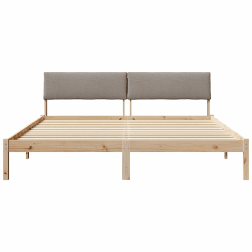 Estrutura de cama de casal com cabeceira - Marrom e taupe 180 x 200 cm