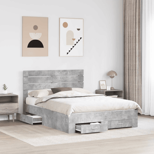 Estrutura da Cama de casal moderno para adultos com gaveta com cabeceira Madeira processada