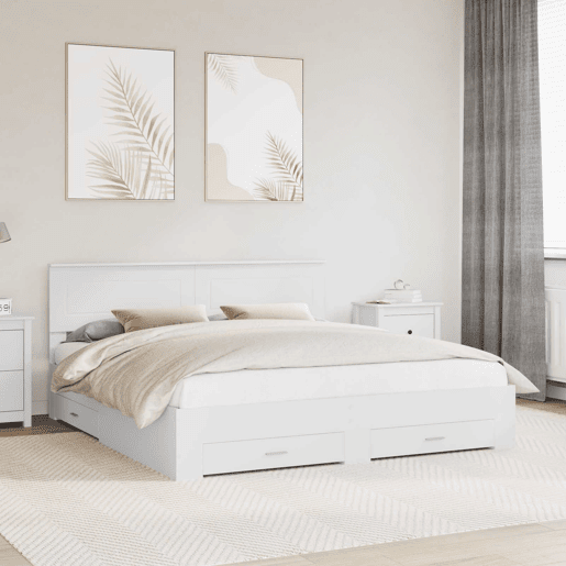 Estrutura De Cama De Casal Moderno - Branco 180 x 200 cm Madeira processada