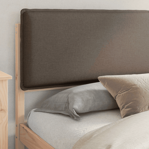 Estrutura de Cama de casal moderno com Cabeceira Estofada Cinzento-acastanhado