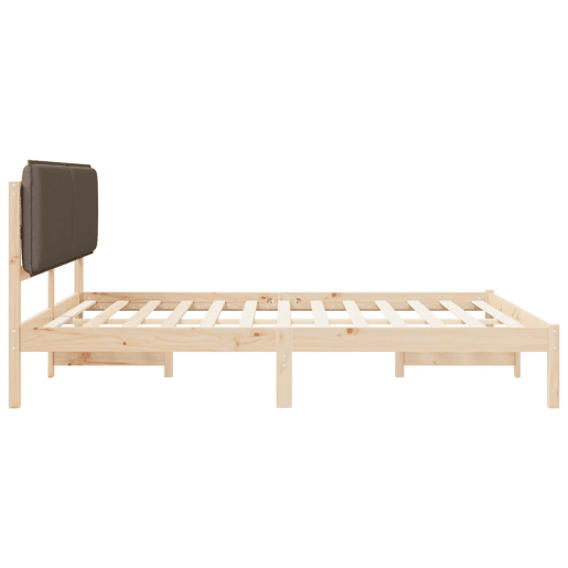 Estrutura de Cama de casal moderno com Cabeceira Estofada Cinzento-acastanhado