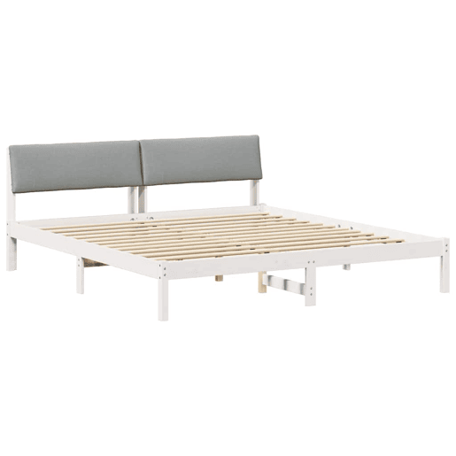 Estrutura De Cama De Casal Simple - Branco e cinza claro 180 x 200 cm
