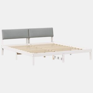 Estrutura De Cama De Casal Simple - Branco e cinza claro 180 x 200 cm