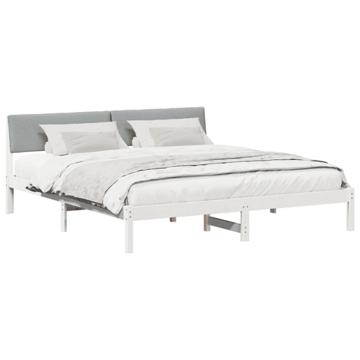 Estrutura De Cama De Casal Simple - Branco e cinza claro 180 x 200 cm