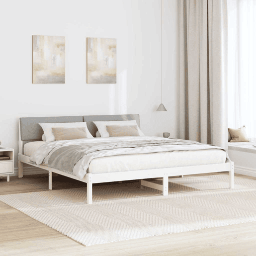 Estrutura De Cama De Casal Simple - Branco e cinza claro 180 x 200 cm