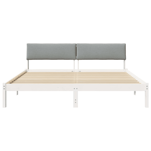 Estrutura De Cama De Casal Simple - Branco e cinza claro 180 x 200 cm