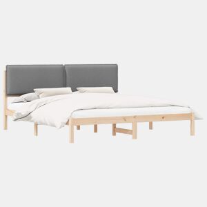 Estrutura de Cama de casal moderno com Cabeceira Estofada Cinzento-claro
