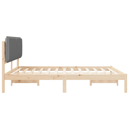 Estrutura de Cama de casal moderno com Cabeceira Estofada Cinzento-claro