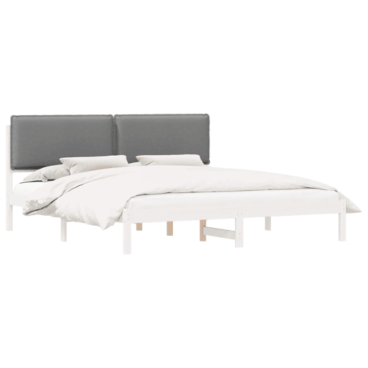 Estrutura de Cama de casal moderno com Cabeceira Estofada Cinzento-claro