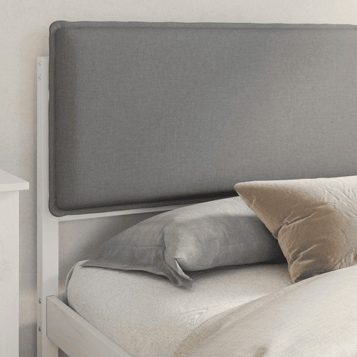 Estrutura de Cama de casal moderno com Cabeceira Estofada Cinzento-claro