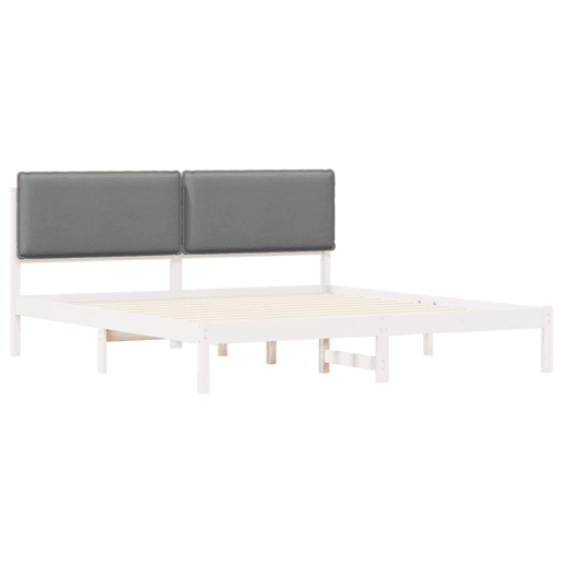 Estrutura de Cama de casal moderno com Cabeceira Estofada Cinzento-claro