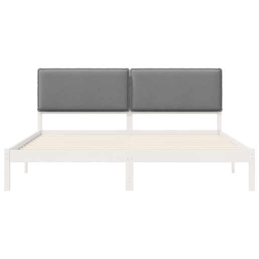 Estrutura de Cama de casal moderno com Cabeceira Estofada Cinzento-claro