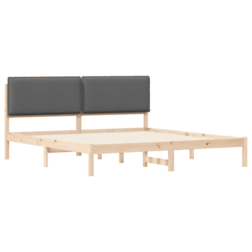 Estrutura de Cama de casal moderno com Cabeceira Estofada Cinza Escuro