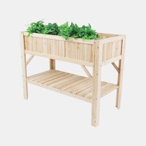 Horta quadrada de madeira Magnolia com pés - 115 x 57 x 90 cm - Bege