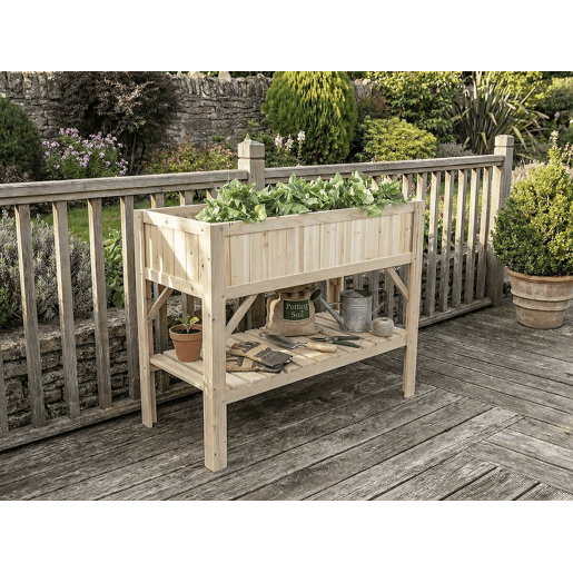 Horta quadrada de madeira Magnolia com pés - 115 x 57 x 90 cm - Bege