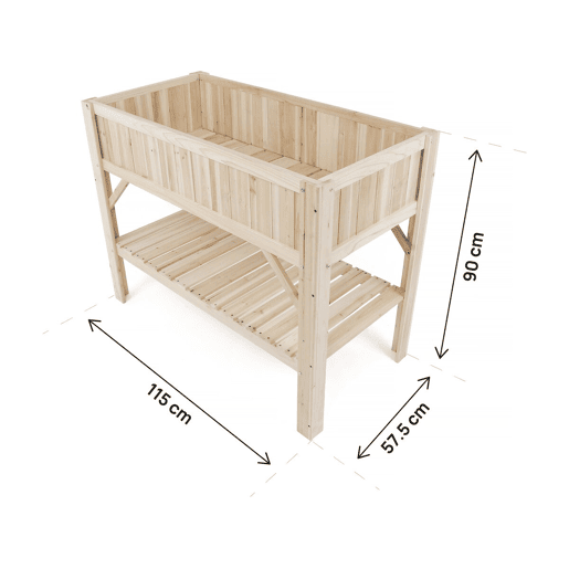 Horta quadrada de madeira Magnolia com pés - 115 x 57 x 90 cm - Bege