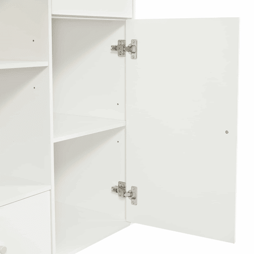Cómoda com trocador para bebé - LED com regulação de cor e intensidade, 2 gavetas, amplo espaço de arrumação, trocador com divisórias - branco