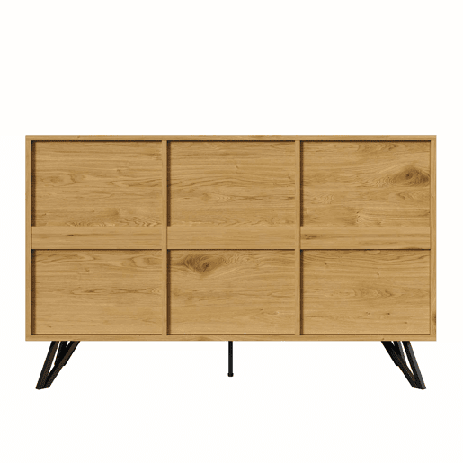 Aparador com 3 portas - Design moderno, grande capacidade de armazenamento, estável - Preto, Madeira