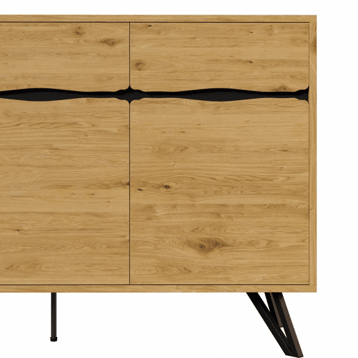 Aparador com 3 portas - Design moderno, grande capacidade de armazenamento, estável - Preto, Madeira