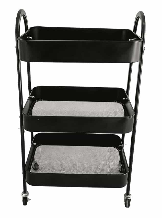 Carro utilitario de acero al carbono – 3 niveles - ruedas de deslizamiento suave, organización para hogar, oficina y taller - negro