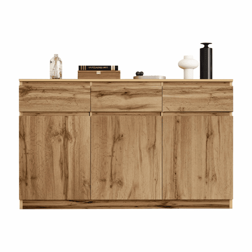 Aparador com 3 portas e 3 gavetas - aglomerado de partÃculas - Natural Aparador com 3 portas e 3 gavetas - aglomerado de partÃculas - Natural