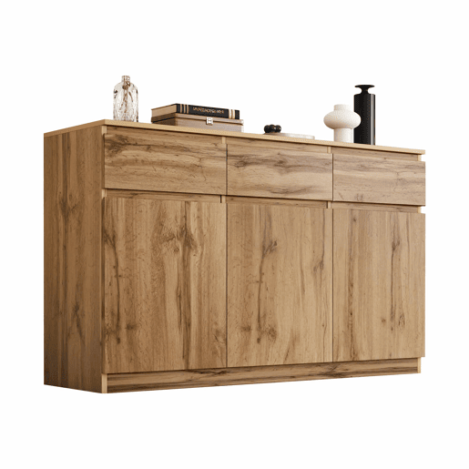 Aparador com 3 portas e 3 gavetas - aglomerado de partÃculas - Natural Aparador com 3 portas e 3 gavetas - aglomerado de partÃculas - Natural