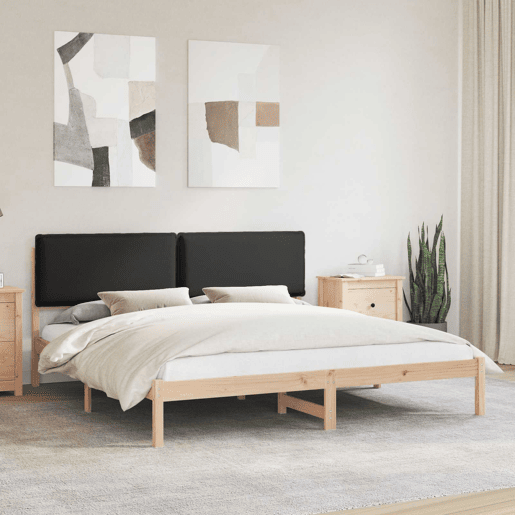 Estrutura de Cama de casal moderno com Cabeceira Estofada Preto 180 x 200 cm