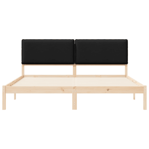 Estrutura de Cama de casal moderno com Cabeceira Estofada Preto 180 x 200 cm