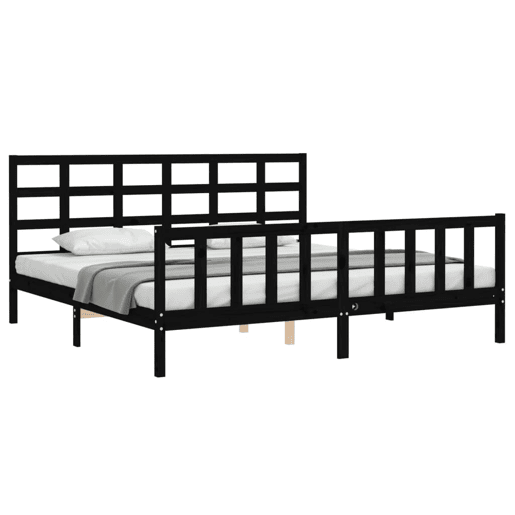 Estrutura de Cama de casal moderno com cabeceira 200x200 cm madeira maciça preto